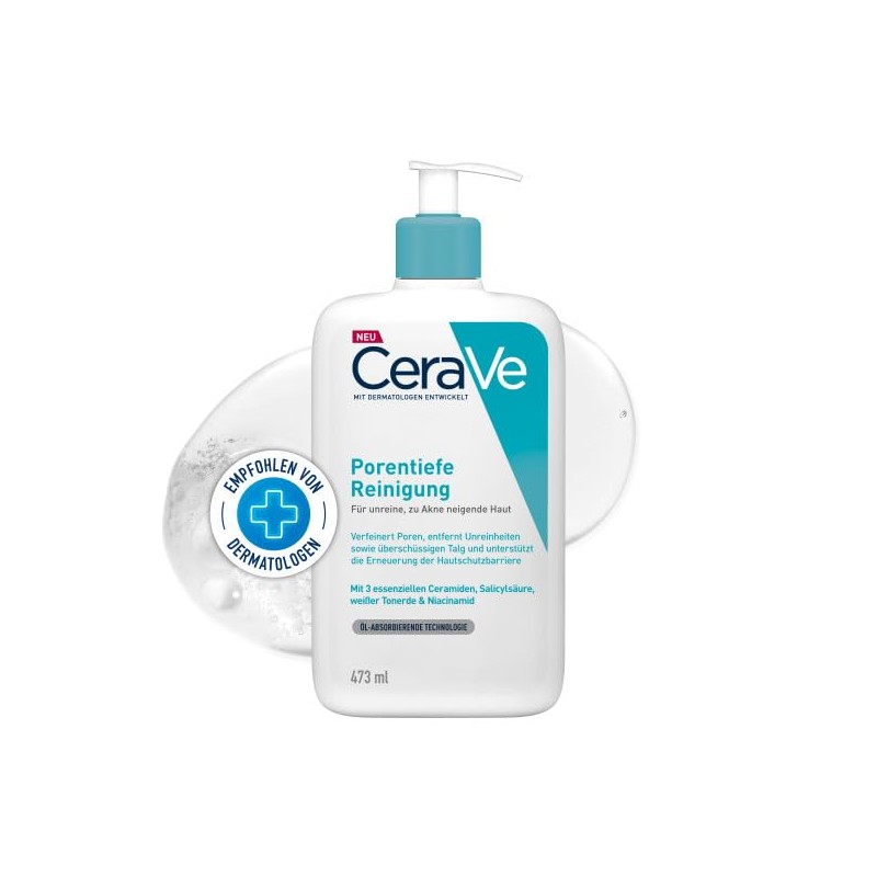 CeraVe Deep Pore Cleansing, Foaming Cleansing Gel with Salicylic Acid
