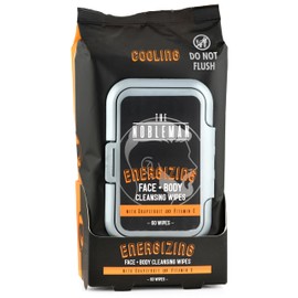 The Nobleman Energizing Face + Body Cleansing Wipes 60 Ct – With Grapefruit & Vitamin C – Reviving, Cooling & Refreshing – Extra-Thick Premium Wipes, Strong, Durable & Tear-Resistant for Confident Use