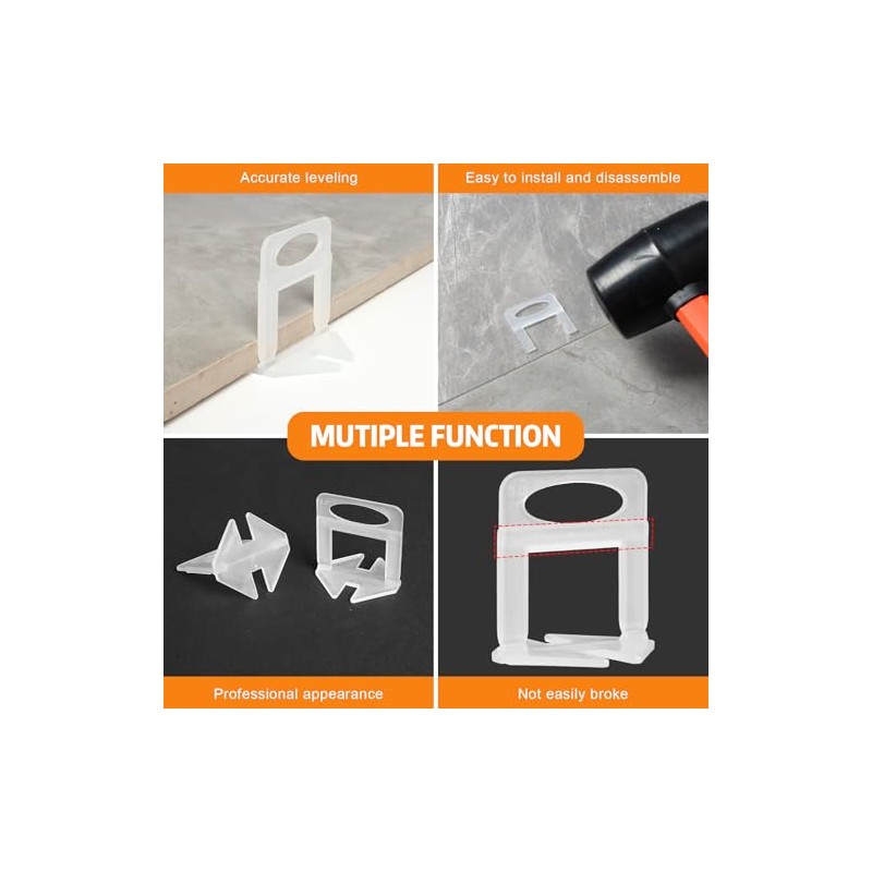 DGSL Tile Leveling System, 2000-Piece 1/16" Tile Spacers Clips Tile