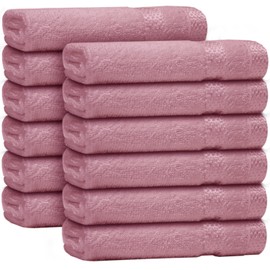 Casabella 12 Pack Flannel Face Cloth - 100% Cotton Face Towels Soft & Absorbent Super Quality Washcloths 30x30CM, Fingertip Towels for Makeup Removal & Cleansing - Pink Face Cloth