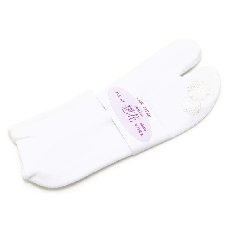 Soubien assort-tabi0006 Women's Socks, Stretch, Tabi Socks, White, Embroidery, Flower,