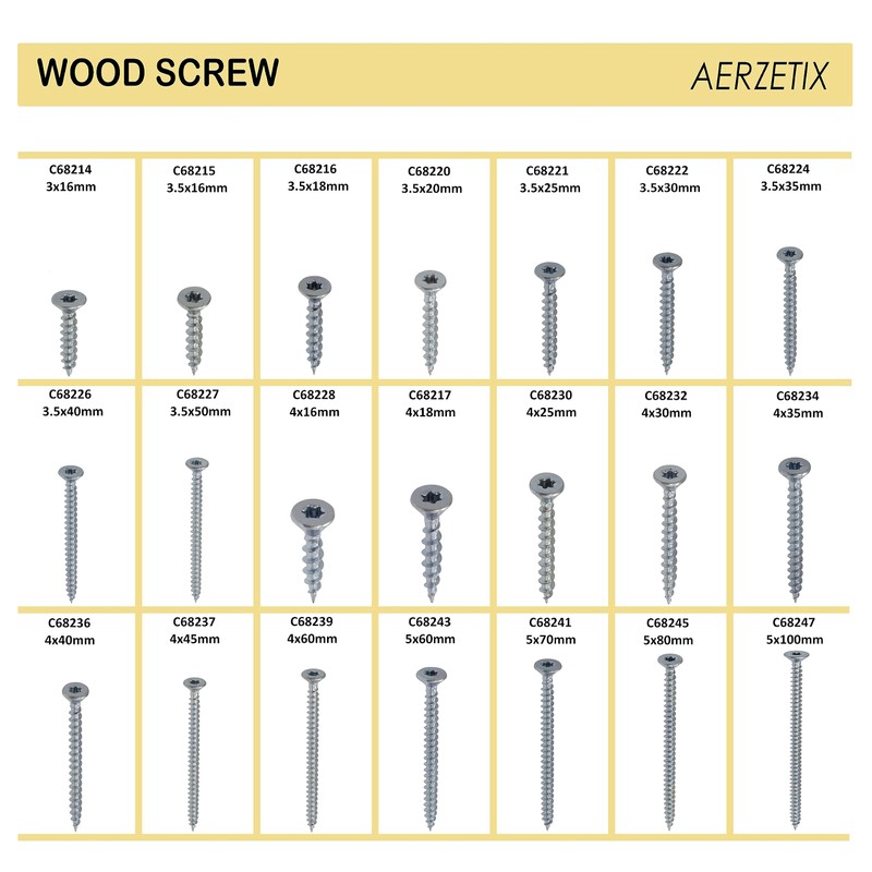 AERZETIX - C68217 Set of 100 Self-Tapping Wood Screws Diameter