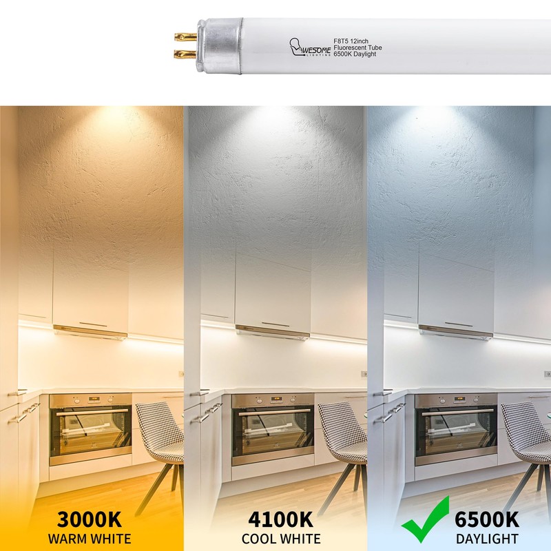 Wesome Lighting 8 Pack 12 Inch F8T5/DL Fluorescent Light Bulb,