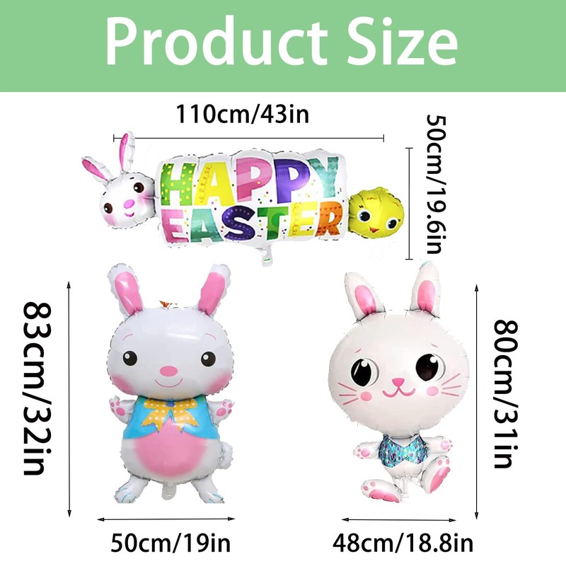 Oversized Easter Balloons 7 Pcs Easter Foil Helium Balloons for