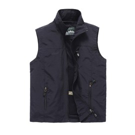 Hbufnha Mens Casual Lightweight Vest Sleeveless Jacket Windbreaker Softshell For Outdoor Sport Travel Golf Fishing 01-BL-L