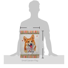 Breeze Decor Fawn Corgi Happiness Garden Flag Set Wall Hanger Dog Puppy Spoiled Paw Canine Fur Pet Nature Farm Animal Creature House Banner Small Yard Gift Double-Sided, Made in USA