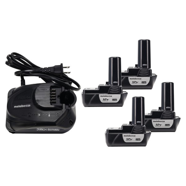 Metabo HPT 12V Battery Charger w/ (4) 12V Li-ion Batteries