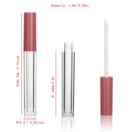 COSIDEA Leere runde Lipgloss-Röhrchen mit Zauberstab, 1,5 ml, schlank, rosa, Mini-Lipgloss-Röhrchen zum Nachfüllen von Lippenöl, 5 Stück