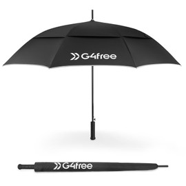 G4Free Strongest Golf Umbrella with Full Carbon Fiber, Well-constructed & Super Lightweight & Windproof Double Vented Mesh Canopy Large 62 Inch Oversized Stick Umbrellas for Rain Sun, Automatic Open