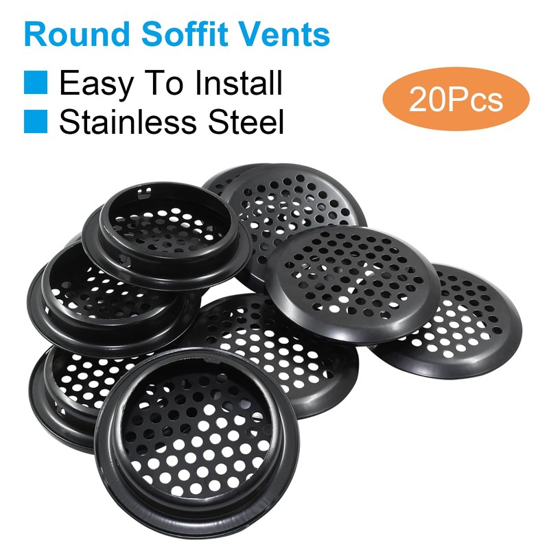 20Pcs Black Air Vents Round Soffit Vents, 2''/53mm Circular Soffit
