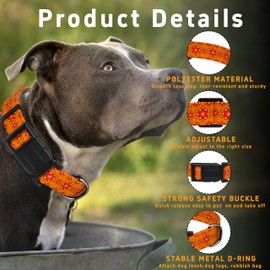 Seyezo Dog Collar, Classical Indian Spirit Boys Girls Puppy Collar for Small Medium Large Dogs, Adjustable Soft Indian Pet Collar with Safety Buckle for Male Females(Orange, S)