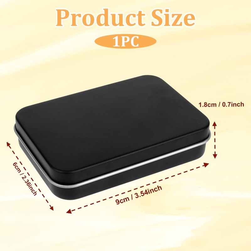 Rectangular Tin Box Metal Tins with Lids, Black Small Metal