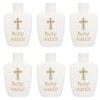 DEARMAMY 6Pcs Holy Water Bottles Plastic Round White with Gold