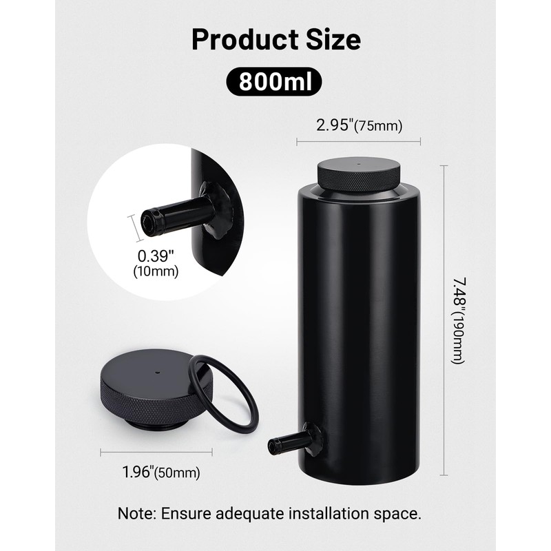 EVIL ENERGY Coolant Overflow Tank, Radiator Overflow Bottle 800ml Aluminum