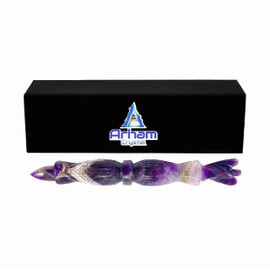 Varita curativa metafísica de Arham Crystal amatista de 15,24 cm | Varilla de piedra preciosa tallada hecha a mano | Dinámica Energía Chakra Balancing & Aura Cleansing Healing Stick | Meditación Masaje Pagan