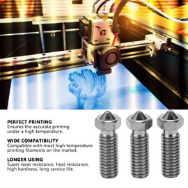 3pcs 0.2/0.3/0.4/0.5/0.6/0.8/1.0mm M6 Volcano Nozzle 3D Printer Nozzle 1.75mm High Flow Nozzle Hardened Steel 3D Printer Extruder Nozzle for Anycubic, Artillery (0.6mm)