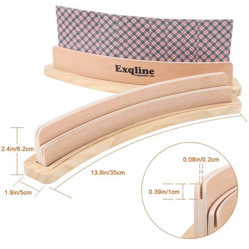 Exqline Curved Wooden Playing Card Holder Tray Rack Organizer Set