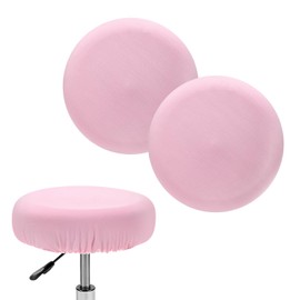 M METERXITY 2-Pack Bar Stool Covers Round, for 12-15 Inch Spandex High Stretchy Fabric Seat Covers with Elastic Bands for Bar Stool/Round Cushion [Pink]