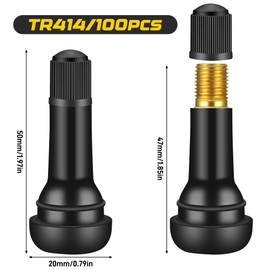 Zocipro Pack of 100 TR414 Rubber Valves Car, Universal Rubber Tyre Valves, Snap-in Rubber Valves Car Valve for Most Cars, Motorcycles