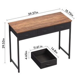WOHOMO Computer Desk with Drawers, 39.3 Inch Bedroom Desk with Storage, Home Office Desk for Room Spaces, Modern Work Writing Study Tables, Rustic