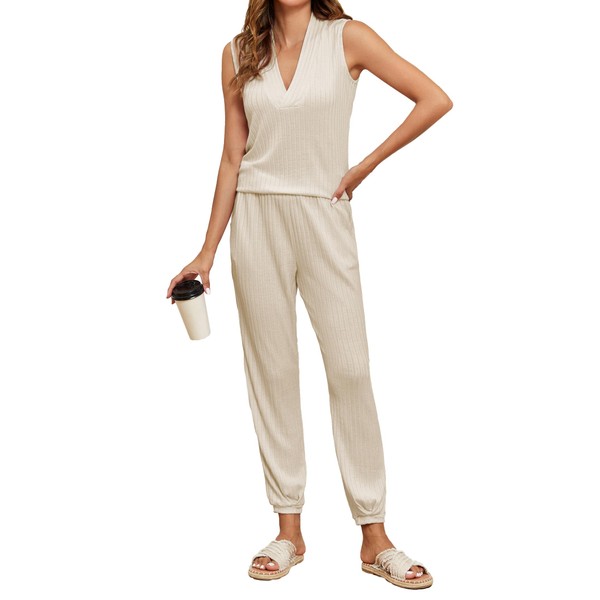 Famulily Womens Pajamas Set for Summer Knitted Casual Sleepwear Sets