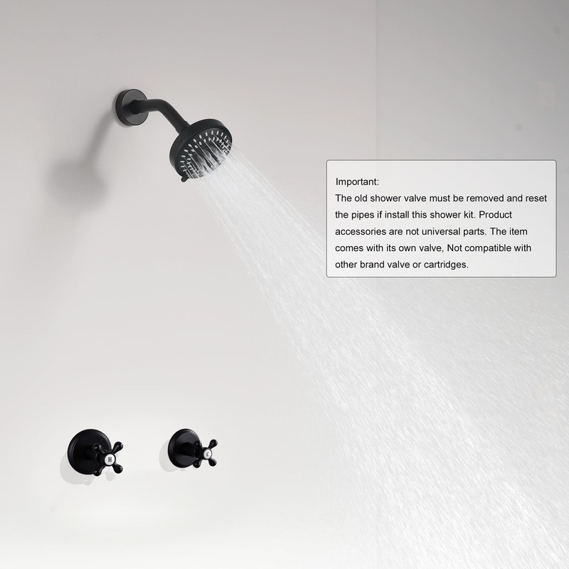 BEIYI 2 Handle Shower Faucet and 5 Mode Shower Head,