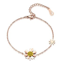 NanMuc Boho Rose Gold Anklets for Women Daisy Flower Ankle Bracelets Beads Beach Foot Jewelry Adjustable for Women and Birthday