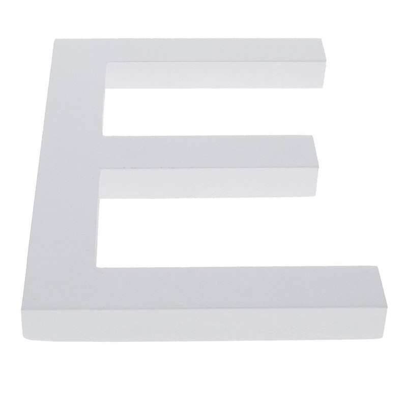 Arial Font White Painted MDF Wood Letter E (6 Inches)