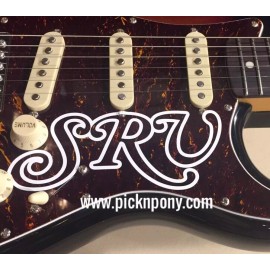 handmade SRV Initials Outline White Script Guitar Sticker Decal Stevie Ray Vaughan
