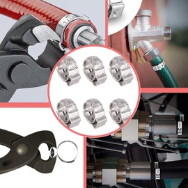 40 Pack 22.4mm-25.6mm Single Ear Hose Clamps Stainless Steel PEX Cinch Clamps Crimp Hose Clamp Stepless Cinch Crimp Rings Pinch Fitting Tools