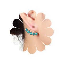 Xmsrn Vintage Turquoise Ear Jacket Earrings Turquoise Stud Earrings Dot Ear Climber Earrings Blue Stone Ear Jacket Earrings Jewellery for Women and Girls, Zinc, No Gemstone