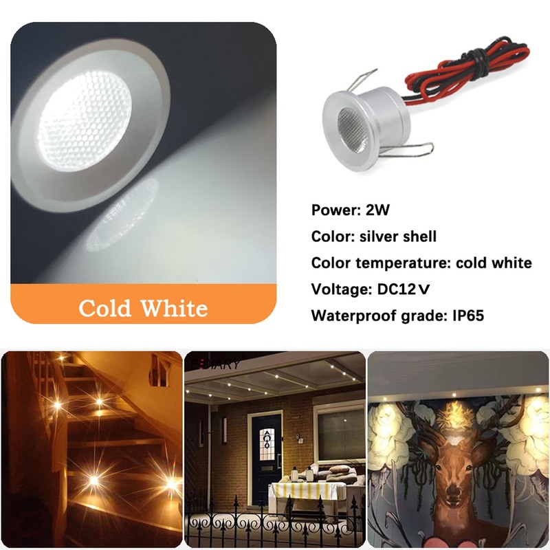 kpslucerna Small LED Spotlight, 6 Pack 12V 2W Spot LED
