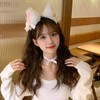 Cosplay Girl fluffy cat ear headdress accessories with collar set,