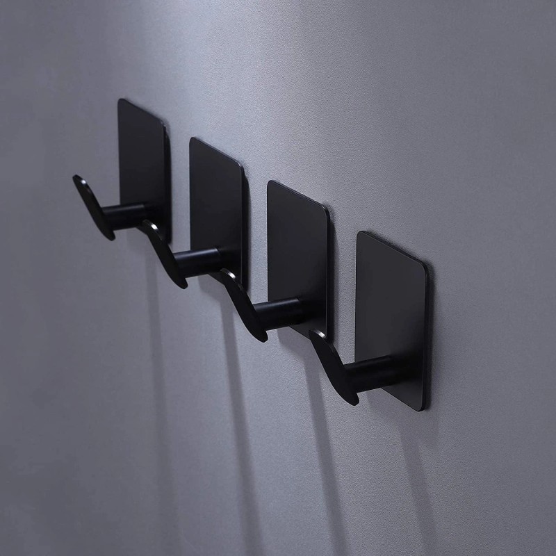 DELITON 4 Pack Towel/Coat Adhesive Hooks Wall Hook Stick on