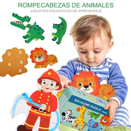 Rompecabezas Niños de 25 Piezas, Rompecabezas de Animales con Caja de Almacenamiento, Aprendizaje Preescolar Rompecabezas de Animales, Rompecabezas Típicos para Niños y Niñas (Organismos Marinos)