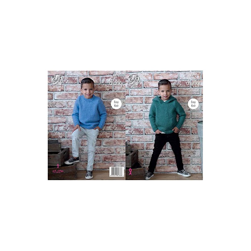 King Cole 4971 Knitting Pattern Boys Easy Knit Sweater and