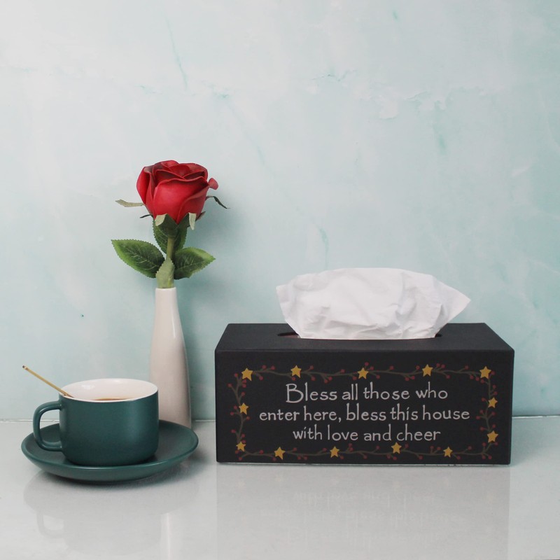 CVHOMEDECO. Primitives Rectangular Tissue Box Cover Rustic Bless Cardboard Tissue