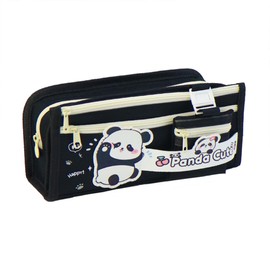 SJTJSPX Pencil Case Large Capacity Pencil Case Multifunctional Pen Bag Kids Colouring Pencils Storage Bag Panda Stationery Bag with Zip Pens Carry Bag for Students Office, Black (black B), Casual