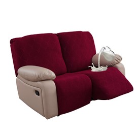 YUEANG 100% Waterproof Recliner Loveseat Cover, 2 Pieces Stretch Recliner Sofa Slipcovers Washable Couch Cover Furniture Covers for Pets, Dogs, Kids (Wine, 2 Seater)