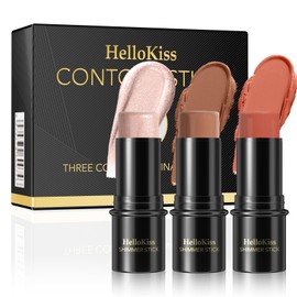 3PCS Contour Highlighter Blush Stick Set – Waterproof Long-Lasting Cream Stick for Cheeks, Lips & Eyes, Long-Lasting & Easy to Apply (SetA)