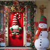 Christmas Door Cover Gnome Stripes 35x71 Inch Polyester