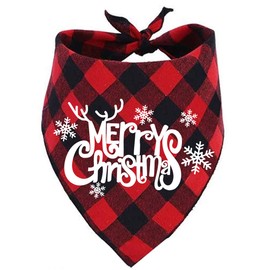 Dog Christmas Bandana Classic Buffalo Plaid Pets Scarf Triangle Bibs Kerchief for Small Medium Large Dogs Cats Pets