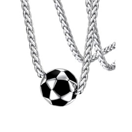 FaithHeart Soccer Pendant Necklace for Male Stainless Steel Men's Sports Necklaces Jewelry Football Neck Chains