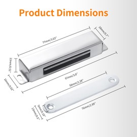 Anhoer Magnetic Catch Door Magnet Door Magnetic Closure Cabinet Magnets Catch Door Closer Door Magnets Stainless Steel Furniture Magnet for Balcony Door Pressure Door Opener Cabinet Door (97 mm (40