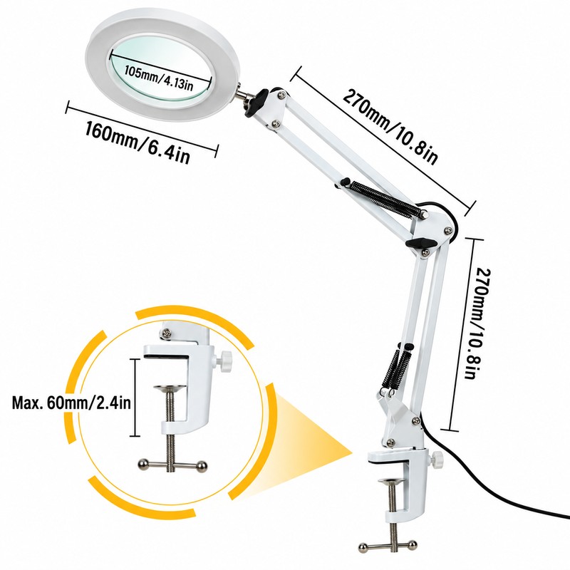 LED Illuminated Magnifying Glass Lamp – 8X/10X Adjustable Magnifier with