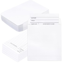 200 Pieces Library Pockets and Cards, Library Check out Cards Library Card Pocket Self Adhesive Library Card Pocket Envelopes for School Office Public Library Books