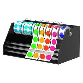 Acrylic Sticker Label Roll Dispenser - Multi-Use Stable & Wall-mountable Adjustable Label Dispenser Sticker Roll Holder Organizer Stand for Office School Home