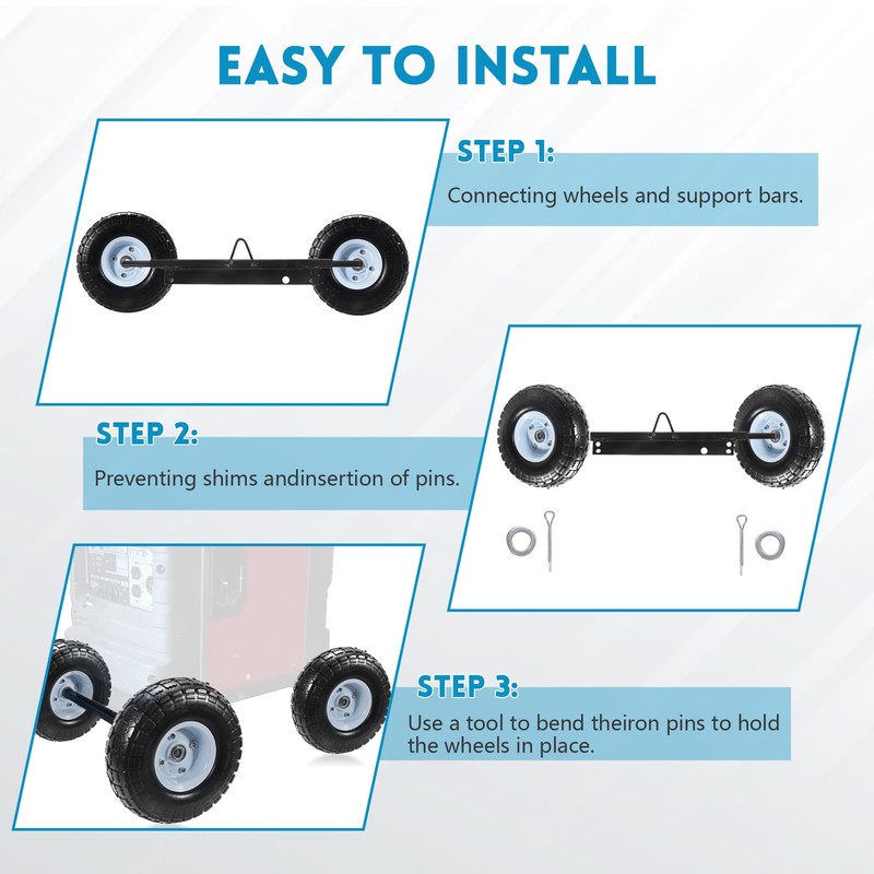 Queencar Generator Wheel Kit Compatible With Honda EU3000IS, Durable Construction,