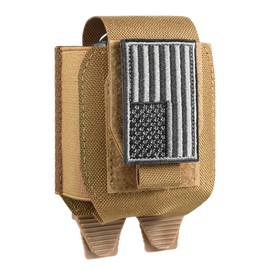 Molle Handcuff Pouch, Handcuff Case for Duty Belt/Tactical Vest, Handcuff Holster with USA Flag Patch Fit ASP Handcuff/Hinged Handcuff/Chain Handcuff/Folding Rigid Handcuff (Tan)