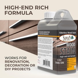 SamaN Interior Water Based Wood Stain - Natural Stain for Furniture, Moldings, Wood Paneling, Cabinets (Dark Oak TEW-112-32, 32 oz)